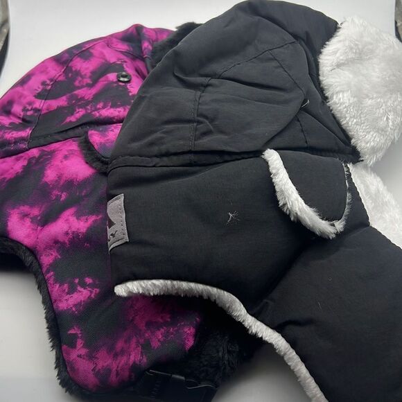 Trapper hat 2 hat bundle-NWT-nylon black & acid wash pink - Picture 2 of 4